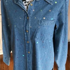 The Quacker Factory Sequined jeans shirt. Medium